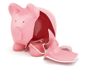 Empty broken piggy bank - 54052400