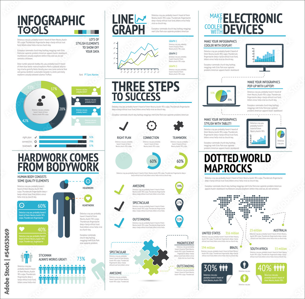 Aufkleber big set of infographic elements lime green vector eps10