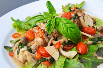 Spicy and Sour Fillet Sea bass Salad, Thai style