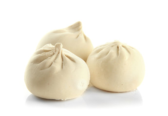 Raw khinkali, isolated on white