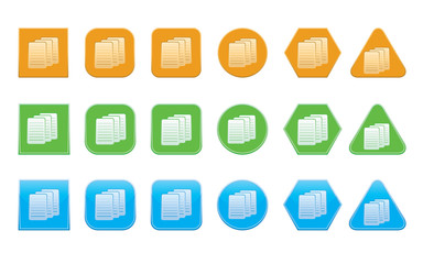 set of documents icons of different shape