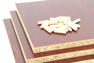 Chipboard on the white background