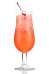 Cherry cocktail with ice isolated on white