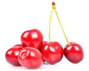 Group of fresh cherries isolated on white