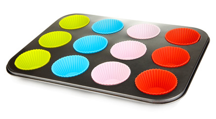 Muffin tray isolated on white