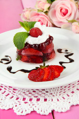Tasty jelly dessert with fresh berries,
