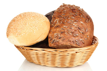 Variety of bread isolated on white