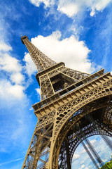 Eiffel Tour or Tower landmark. Wide angle view. Paris, France
