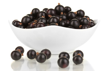 Fresh black currant isolated on white