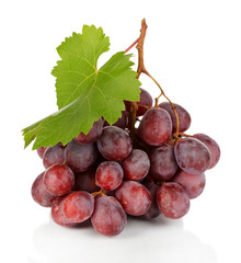 Ripe delicious grapes isolated on white