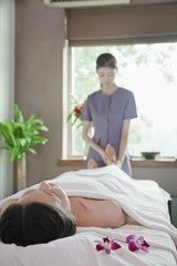 Obraz na płótnie Canvas Woman Receiving Foot Massage