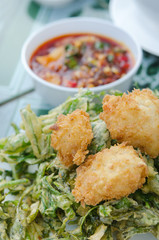 deep fried shrimp and vegetable