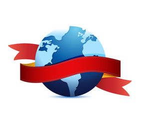 globe with a black ribbon. illustration