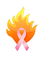 cancer pink burning ribbon illustration