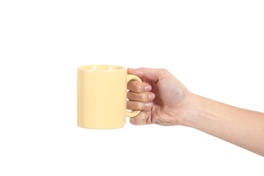 Side view of a woman hand holding a cup