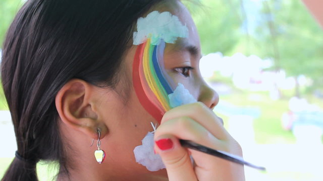 Colorful Rainbow Face Painting