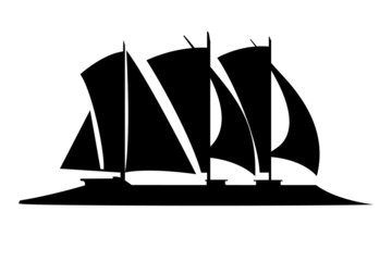 Futurustic sailing boat silhouette vector