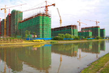 Framed New Construction of a House