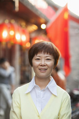 Fototapeta premium Portrait Of Mature Woman In Houhai, Beijing