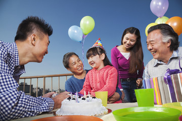 Birthday party, multi-generation family