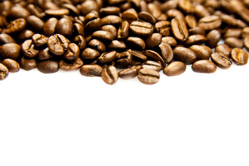 beans of coffee isolated on white background