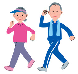 シニア,カップル,ウォーキング