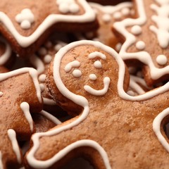 Close-up of Christmas gingerbread cookies.
