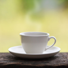Coffee cup on a wooden table