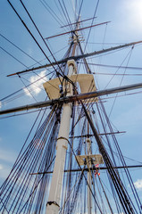 Ship Mast against a blue sky