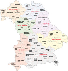 Bayern, Regierungsbezirke, Landkreise - obrazy, fototapety, plakaty