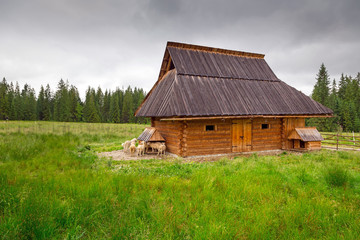 Traditional wooden hut in Tatra mountains, Poland