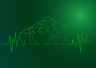 fine 3d image of cardio house stat with space for text