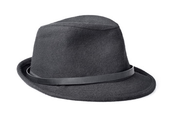 black male felt hat isolated on white background