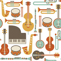 seamless pattern with jazz instruments. isolated on white © yarrowbuttercup