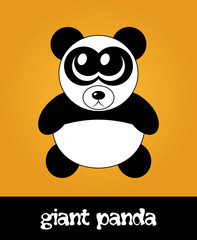 Cute cartoon panda with big eyes, vector illustration