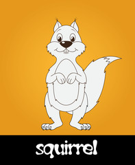 Smiling cartoon squirrel, vector illustration.