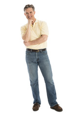 Confident Man In Casual Standing Over White Background