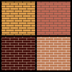 Set of brick wall seamless patterns, vector illustration