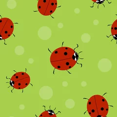 Peel and stick wall murals Ladybugs Vector summer background, seamless pattern