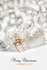 Christmas decoration with snow in the background