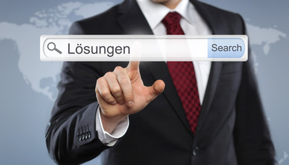 Businessmann mit Toolbar Lösungen