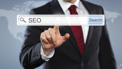 Businessman with Toolbar SEO