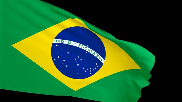 Brasilianische Flagge im Wind - Schwarzer hintergrund
