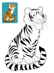 Fototapeta premium Cartoon safari - coloring page - illustration for the children