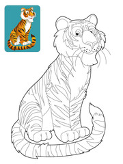 Fototapeta na wymiar Cartoon safari - coloring page - illustration for the children