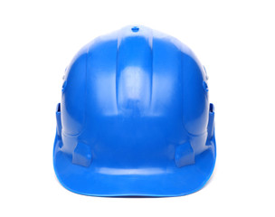 Fototapeta premium Blue hard hat isolated on a white background