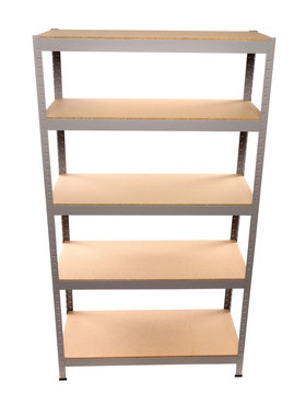 Metal industrial storage shelves.
