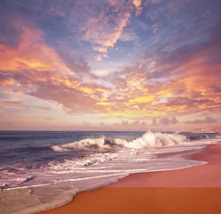 Abwaschbare Fototapete Nach Farbe Sonnenuntergang am Meer