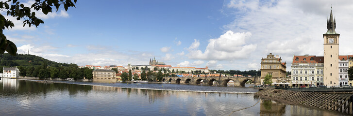 Fototapeta na wymiar Charles Bridge (medieval bridge in Prague on the River Vltava).