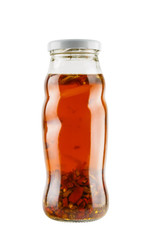 Fish sauce with chili in glass bottle